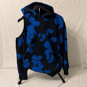 Future Collective Blue Floral Cold Shoulder Hoodie